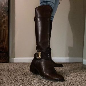 Vince Camuto Bastia Knee High Leather Brown Boots